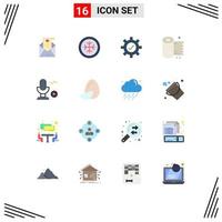 Modern Set of 16 Flat Colors and symbols such as voice recording setting microphone roll Editable Pack of Creative Vector Design Elements