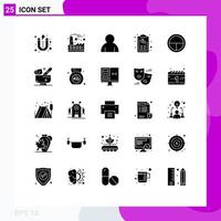 Set of 25 Modern UI Icons Symbols Signs for military army profile menu hand Editable Vector Design Elements