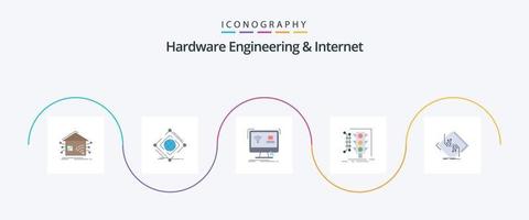 Hardware Engineering And Internet Flat 5 Icon Pack Including monitoring. city. net. smart. monitor vector