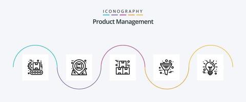 Product Management Line 5 Icon Pack Including management. data. interaction. business. product vector