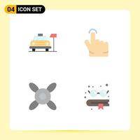 Set of 4 Vector Flat Icons on Grid for car book service touch glasses Editable Vector Design Elements