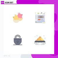 4 Creative Icons Modern Signs and Symbols of egg lock nature design security Editable Vector Design Elements