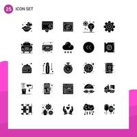 Set of 25 Commercial Solid Glyphs pack for gear intelligence copyright deep learning artificial intelligence Editable Vector Design Elements