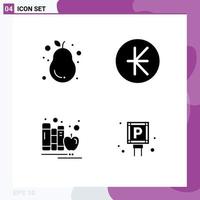 User Interface Pack of Basic Solid Glyphs of fruit books fresh lao library Editable Vector Design Elements