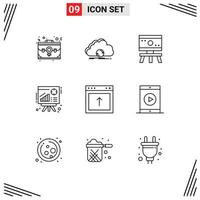 Mobile Interface Outline Set of 9 Pictograms of sales chart data graph science Editable Vector Design Elements