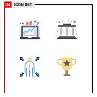 4 Thematic Vector Flat Icons and Editable Symbols of business man market pillars award Editable Vector Design Elements