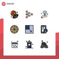 9 User Interface Filledline Flat Color Pack of modern Signs and Symbols of gdpr layout bulb expand fast food Editable Vector Design Elements