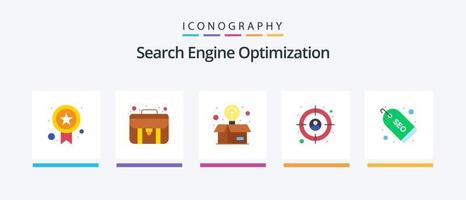 seo plano 5 5 icono paquete incluso SEO objetivo. caja. cliente. web. creativo íconos diseño vector