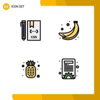 valores vector icono paquete de 4 4 línea señales y símbolos para código Fruta desarrollar comida contenido administración editable vector diseño elementos