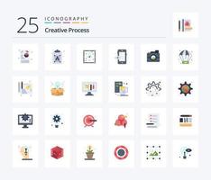 Creative Process 25 Flat Color icon pack including image. process. process. creative. process vector