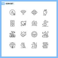 Set of 16 Modern UI Icons Symbols Signs for phone calculator eye test school pen Editable Vector Design Elements