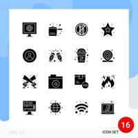 User Interface Pack of 16 Basic Solid Glyphs of cheers world favorite user global Editable Vector Design Elements