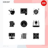 Universal Icon Symbols Group of 9 Modern Solid Glyphs of we download security business hotel Editable Vector Design Elements