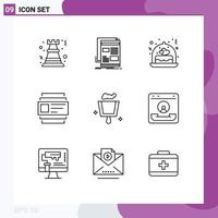 9 Thematic Vector Outlines and Editable Symbols of broom id media cards wedding Editable Vector Design Elements