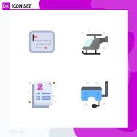 Modern Set of 4 Flat Icons and symbols such as map health flag helicopter cancer sign Editable Vector Design Elements