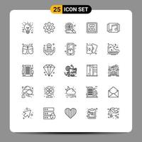 Universal Icon Symbols Group of 25 Modern Lines of media machine search weight diet Editable Vector Design Elements