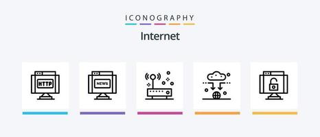 Internet línea 5 5 icono paquete incluso Internet. cuenta. error. seguridad. cerrar con llave. creativo íconos diseño vector