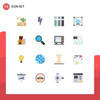 Flat Color Pack of 16 Universal Symbols of real building image network data Editable Pack of Creative Vector Design Elements