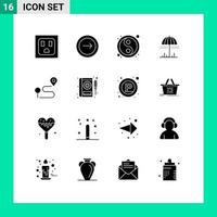 16 Universal Solid Glyphs Set for Web and Mobile Applications map spring lunar weather rain Editable Vector Design Elements