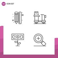 4 Creative Icons Modern Signs and Symbols of creative product pencil box money Editable Vector Design Elements