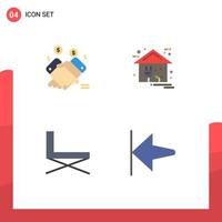 Set of 4 Vector Flat Icons on Grid for hand power sales energy furniture Editable Vector Design Elements