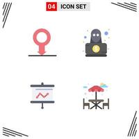 4 Universal Flat Icons Set for Web and Mobile Applications human presentation detective robbery table Editable Vector Design Elements