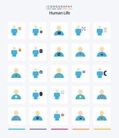 Creative Human 25 Flat icon pack  Such As human. avatar. plant. video. human vector