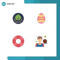 Modern Set of 4 Flat Icons and symbols such as tree help summer decoration athlete Editable Vector Design Elements