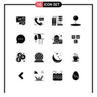 16 Universal Solid Glyphs Set for Web and Mobile Applications chat pointer combination pin information Editable Vector Design Elements