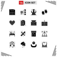 16 Creative Icons Modern Signs and Symbols of protective glove social boxing science Editable Vector Design Elements