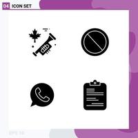 4 Thematic Vector Solid Glyphs and Editable Symbols of canada telephone interface user report Editable Vector Design Elements