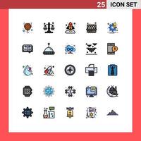 User Interface Pack of 25 Basic Filled line Flat Colors of time options marketing notification easter Editable Vector Design Elements