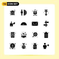 Pictogram Set of 16 Simple Solid Glyphs of tools garage person car server Editable Vector Design Elements