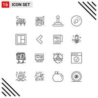 Modern Set of 16 Outlines and symbols such as window furniture van frame food Editable Vector Design Elements