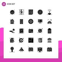 Set of 25 Commercial Solid Glyphs pack for view interface data eye users Editable Vector Design Elements