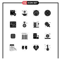 16 Universal Solid Glyphs Set for Web and Mobile Applications report business oil lamp browser sew Editable Vector Design Elements