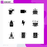 Set of 9 Modern UI Icons Symbols Signs for basic soap medical shower bathroom Editable Vector Design Elements
