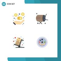 Set of 4 Modern UI Icons Symbols Signs for commission sales drum announcement trolley Editable Vector Design Elements