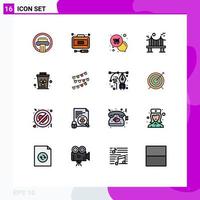 Universal Icon Symbols Group of 16 Modern Flat Color Filled Lines of river bridge service across shop Editable Creative Vector Design Elements