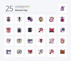 Womens Day 25 Line Filled icon pack including eight. roses. chat. flower. women vector