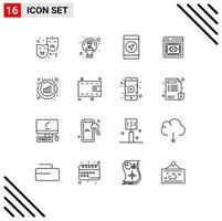 Stock Vector Icon Pack of 16 Line Signs and Symbols for analytics visibility person retina gps Editable Vector Design Elements