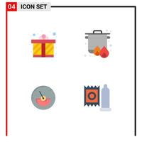 4 Flat Icon concept for Websites Mobile and Apps gift ampere meter love cooker energy Editable Vector Design Elements