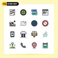 Modern Set of 16 Flat Color Filled Lines and symbols such as living development chat develop code Editable Creative Vector Design Elements