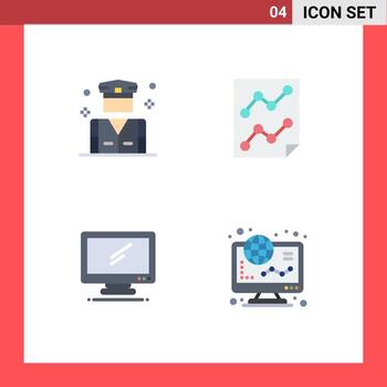 universal icono símbolos grupo de 4 4 moderno plano íconos de negocio computadora seguridad página dispositivo editable vector diseño elementos