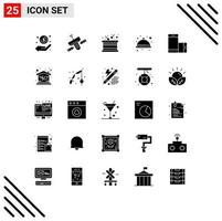 Universal Icon Symbols Group of 25 Modern Solid Glyphs of ware kitchen space food music Editable Vector Design Elements