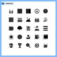 Solid Glyph Pack of 25 Universal Symbols of communication operation layout implementation stages Editable Vector Design Elements