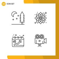 Set of 4 Commercial Filledline Flat Colors pack for nature dots china new year camera Editable Vector Design Elements