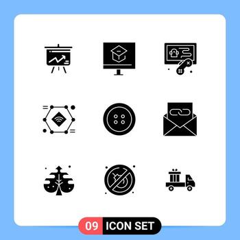 Set of 9 Modern UI Icons Symbols Signs for button smart camera school record internet of things Editable Vector Design Elements