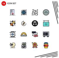 Mobile Interface Flat Color Filled Line Set of 16 Pictograms of media player up business science electronics Editable Creative Vector Design Elements