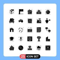 Set of 25 Vector Solid Glyphs on Grid for delete medical money hospital money Editable Vector Design Elements